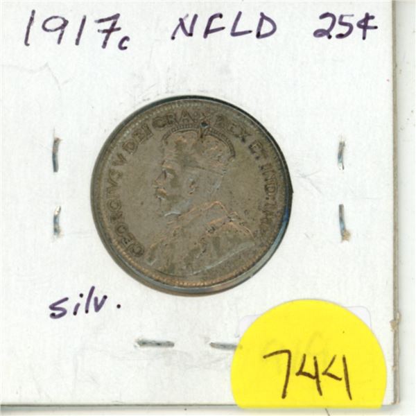 1917 Silver Twenty-Five Cents (New Foundland)