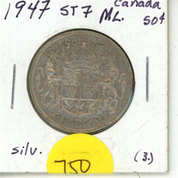 1947 Silver Fifty Cents (Canada)