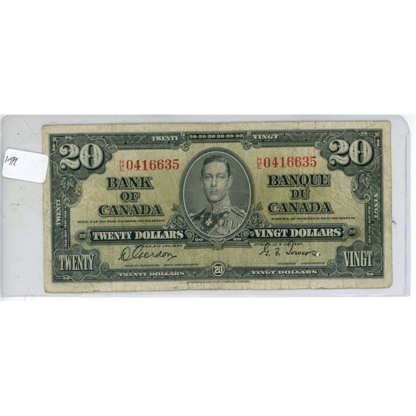 1937 Twenty Dollars Bank of Canada