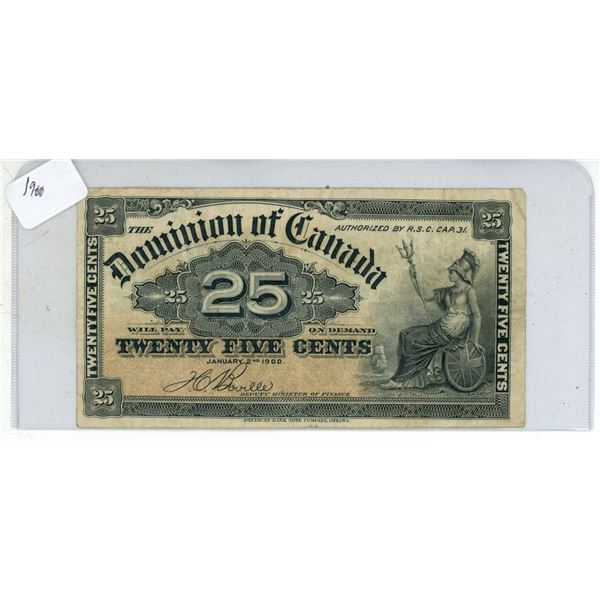 1900 Twenty-Five Cents Dominion of Canada (Shinplaster)