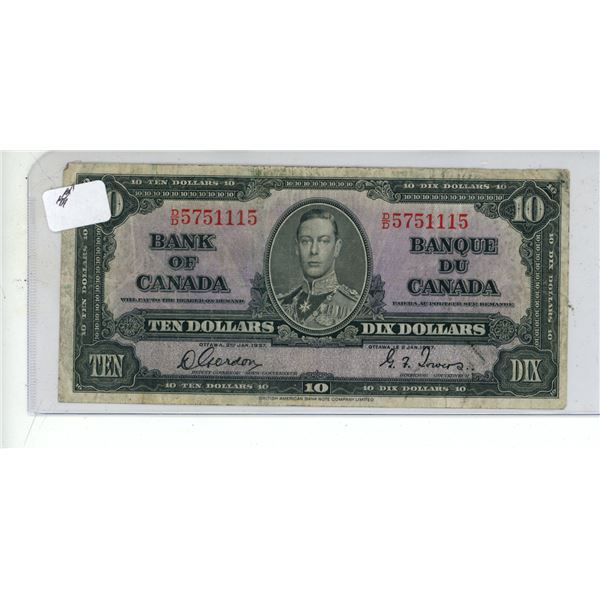 1937 Ten Dollars Bank of Canada