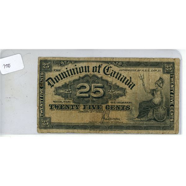 1900 Twenty-Five Cents Dominion of Canada (Shinplaster)