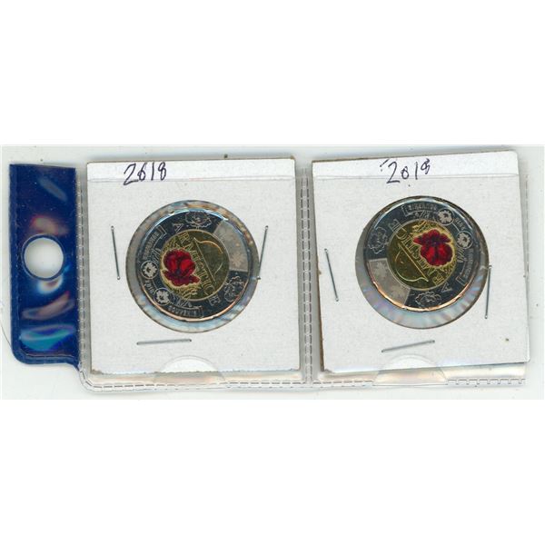 (2) 2018 Two Dollars Canada Commemorative Coin ( 100th Anniversary of the Armistice of 1918)