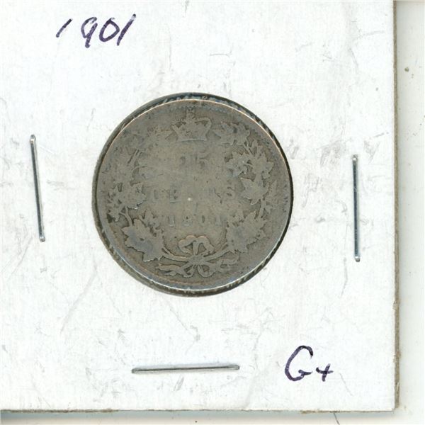 1901 Silver Twenty-Five Cents Canada
