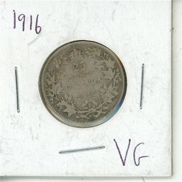1916 Silver Twenty-Five Cents Canada