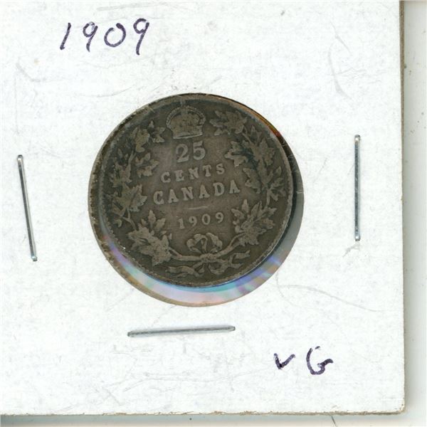 1909 Silver Twenty-Five Cents Canada