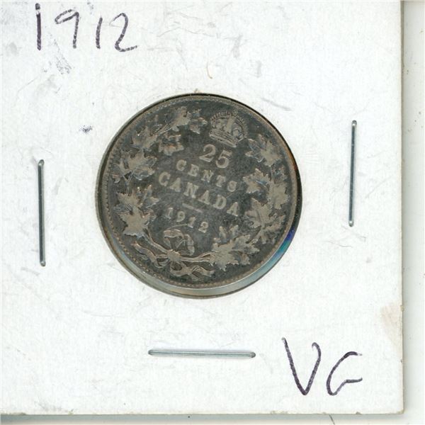 1912 Silver Twenty-Five Cents Canada