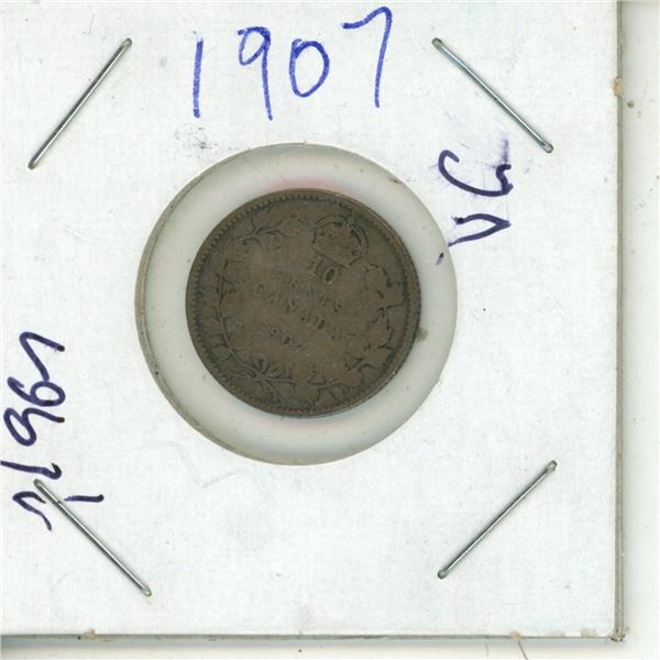 1907 Silver Ten Cents Canada