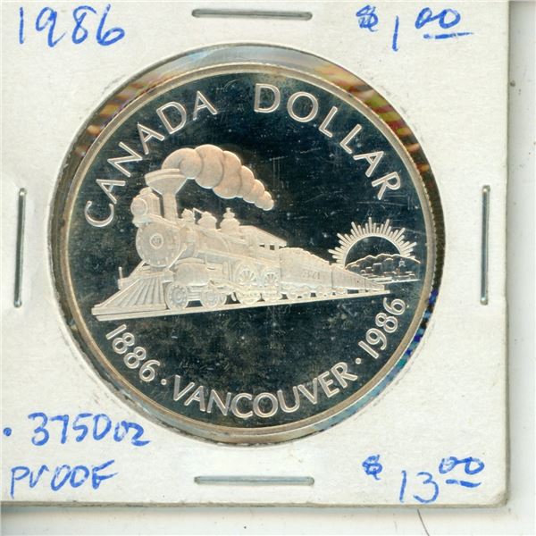 1986 Canadian Silver dollar proof coin