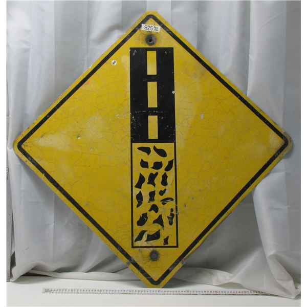 Pavement Ends Highway Sign