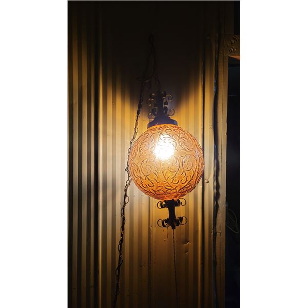 MCM amber glass hanging lamp