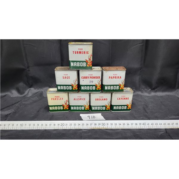 8 nabob spice tins