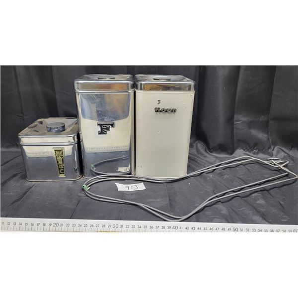 metal canisters & sock dryers