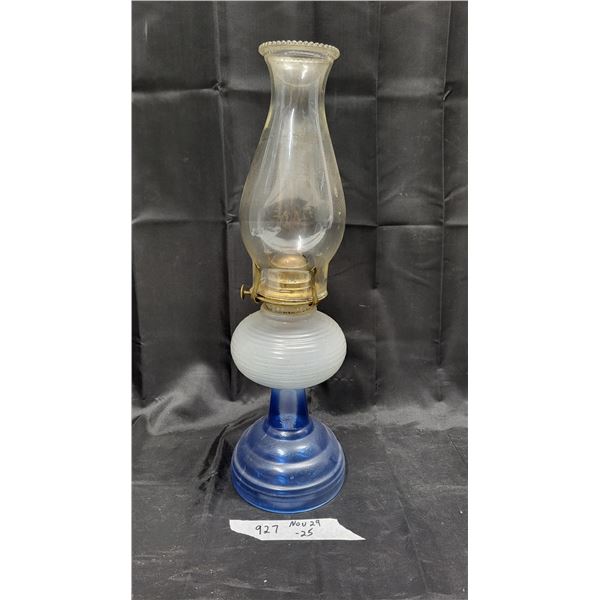 Blue Beehive coal oil lamp