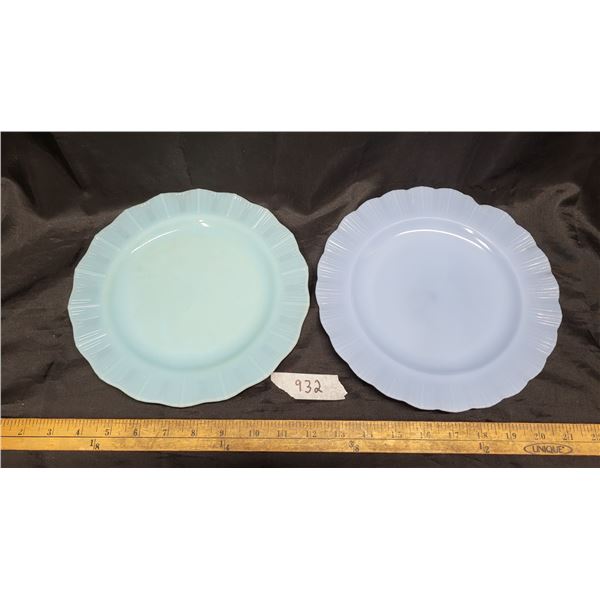 Pyrex delphite& robin egg blue plates, some damage