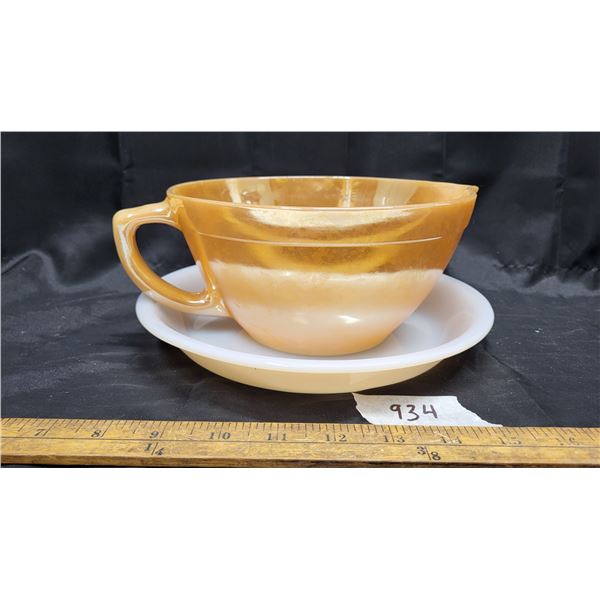 Fireking , Peach lustre batter bowl & pie plate