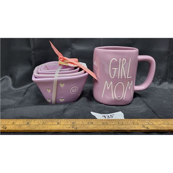 Rae Dunn, heart measuring cups & mug
