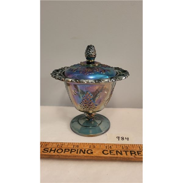 carnival blue covered compot