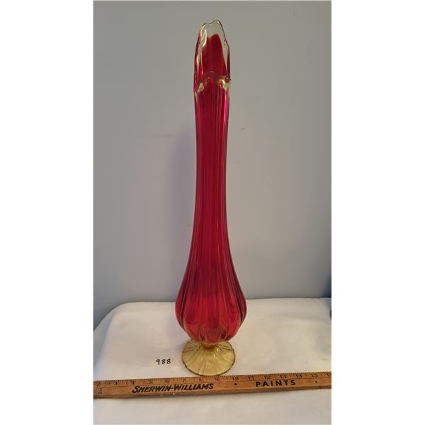 Amberina swag vase 21' TALL