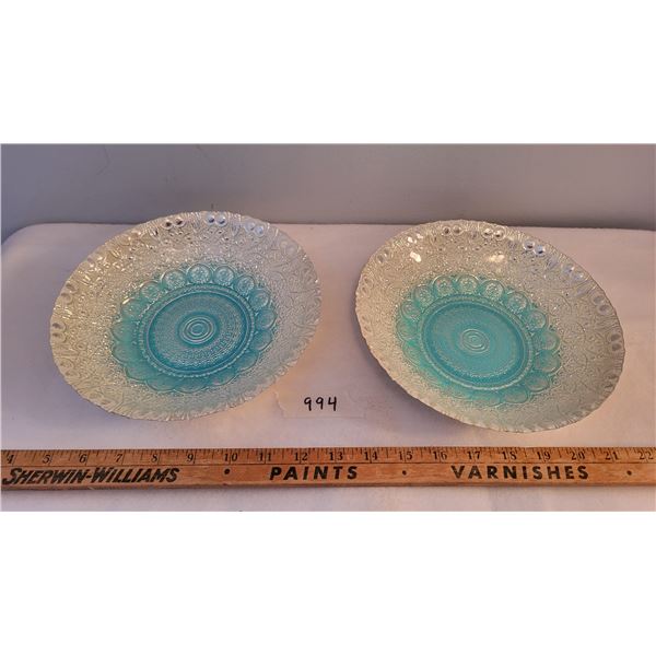 2 silver back serving bowls