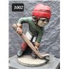 Image 1 : Cement hockey player yard ornament. 19” High