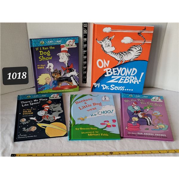 Dr. Seuss Banned book “On Beyond Zebra”. Cat in the Hat story books.