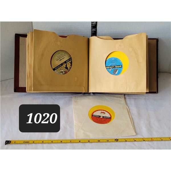 Vintage record book for 45 rpm children's records. Filled.
