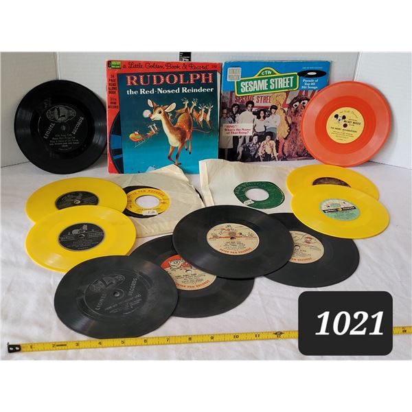 Group of vintage 45 rpm ,story & song, children records.