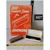 Image 1 : Mid Century engraved Marine Band, Hohner Harmonica #1896. Wm. J. Smith music book.