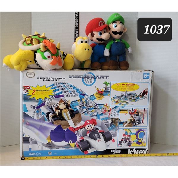 Wii Mariokart building race set (missing cars) & Plush Mario Characters.