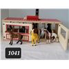 Image 1 : Melissa & Doug wooden horse stable with 7 horses.
