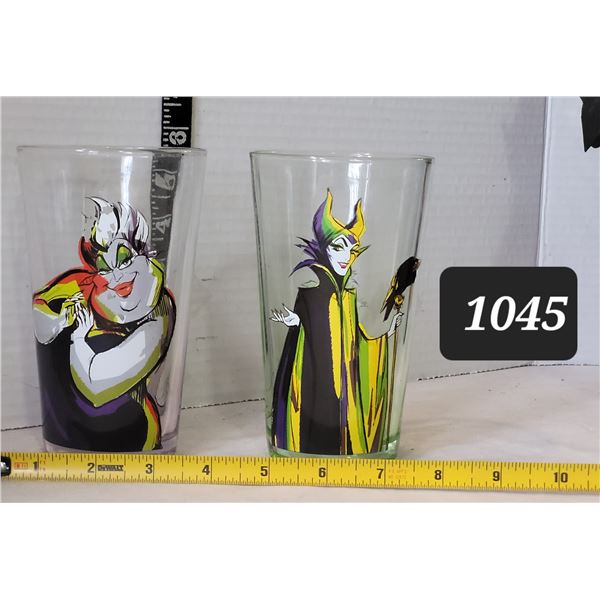 Collectable Disney female villain tinted beverage glasses. Ursula & Maleficent