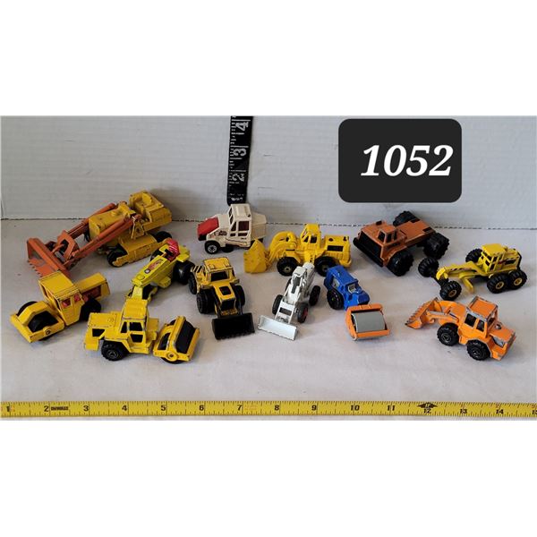 Vintage road construction die-cast toys.