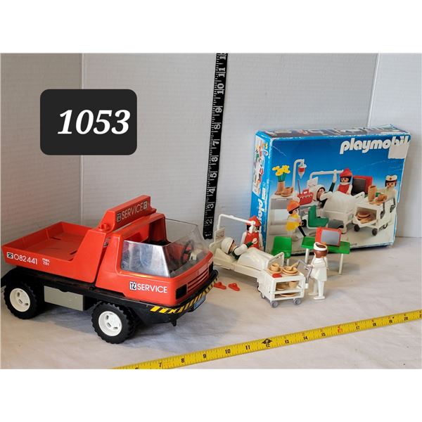 Playmobil hospital room & rescue truck.