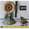 Image 1 : Cast iron sunflower door stop & bee.
