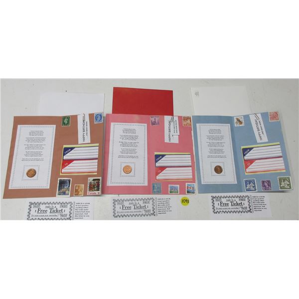 lot of Greeting Cards with Penny and stamps