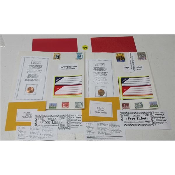 lot of Greeting Cards with Penny and stamps