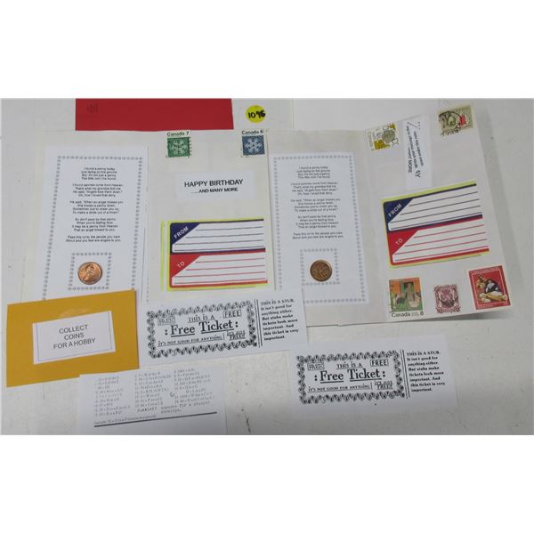 lot of Greeting Cards with Penny and stamps