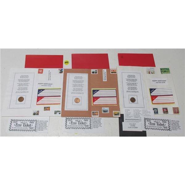 lot of Greeting Cards with Penny and stamps
