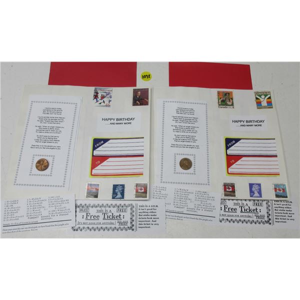 lot of Greeting Cards with Penny and stamps