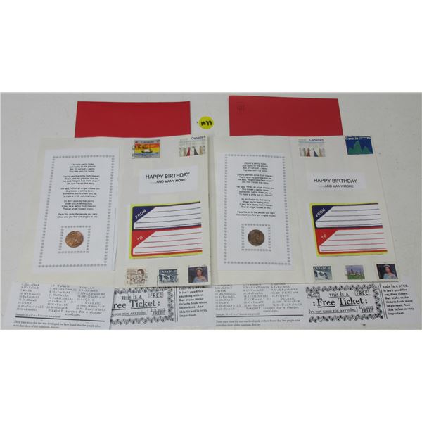 lot of Greeting Cards with Penny and stamps
