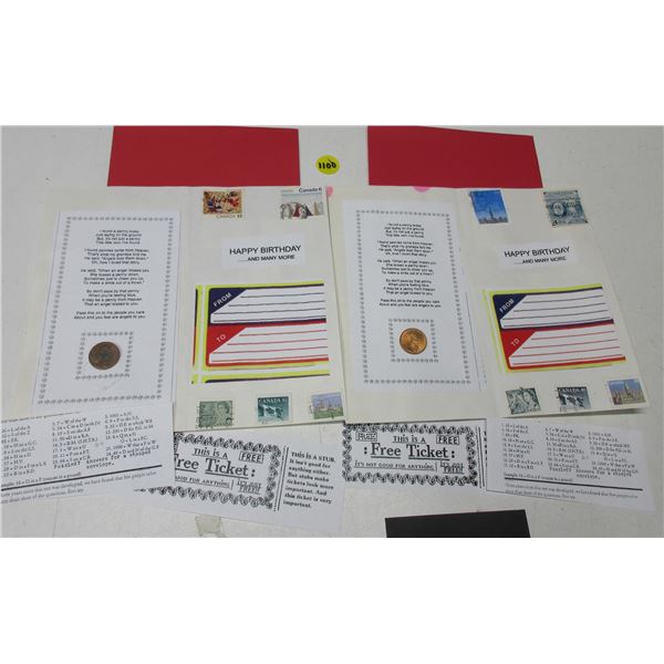 lot of Greeting Cards with Penny and stamps