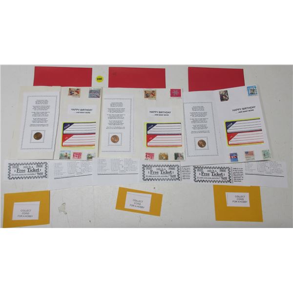 lot of Greeting Cards with Penny and stamps