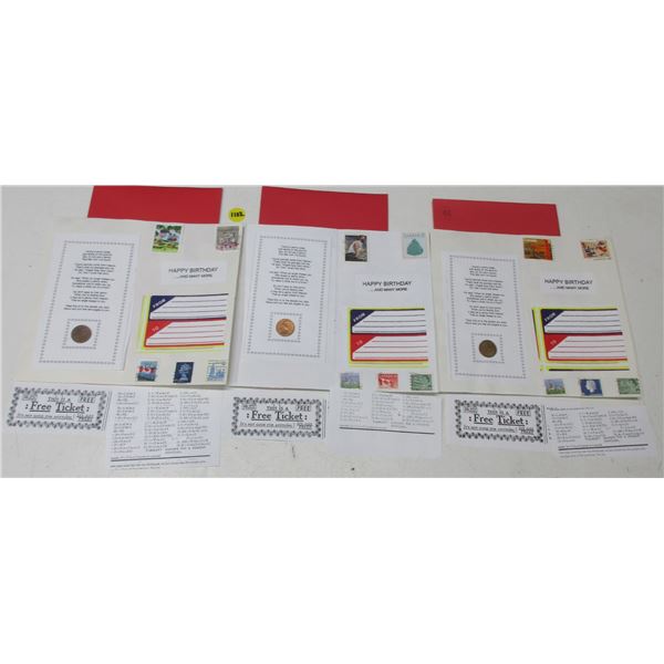 lot of Greeting Cards with Penny and stamps