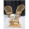 Image 1 : (2) Small Wicker Chairs, (2) Small Jewelry Boxes, and (1) Wooden Sewing Machine