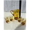 Image 2 : Vintage Amber water pitcher and cups