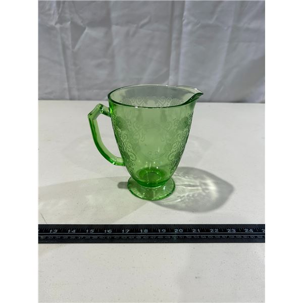 Vintage Hazel Atlas depression glass water pitcher (Florentine pattern)