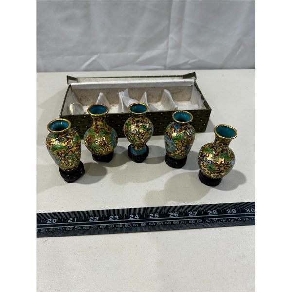 Vintage miniature Chinese Cloisonne vases