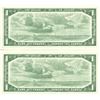 Image 2 : (2) 1954 Canadian One Dollar Bills, Uncirculated, Consecutive Numbers)