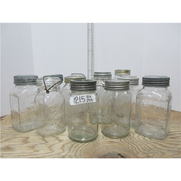 Lot of Milk Bottles and Sealer Jars